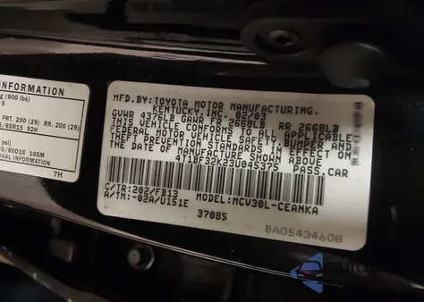 2003 Toyota Camry Le V6 from USA, damaged, VIN 4T1BF32K23U045375